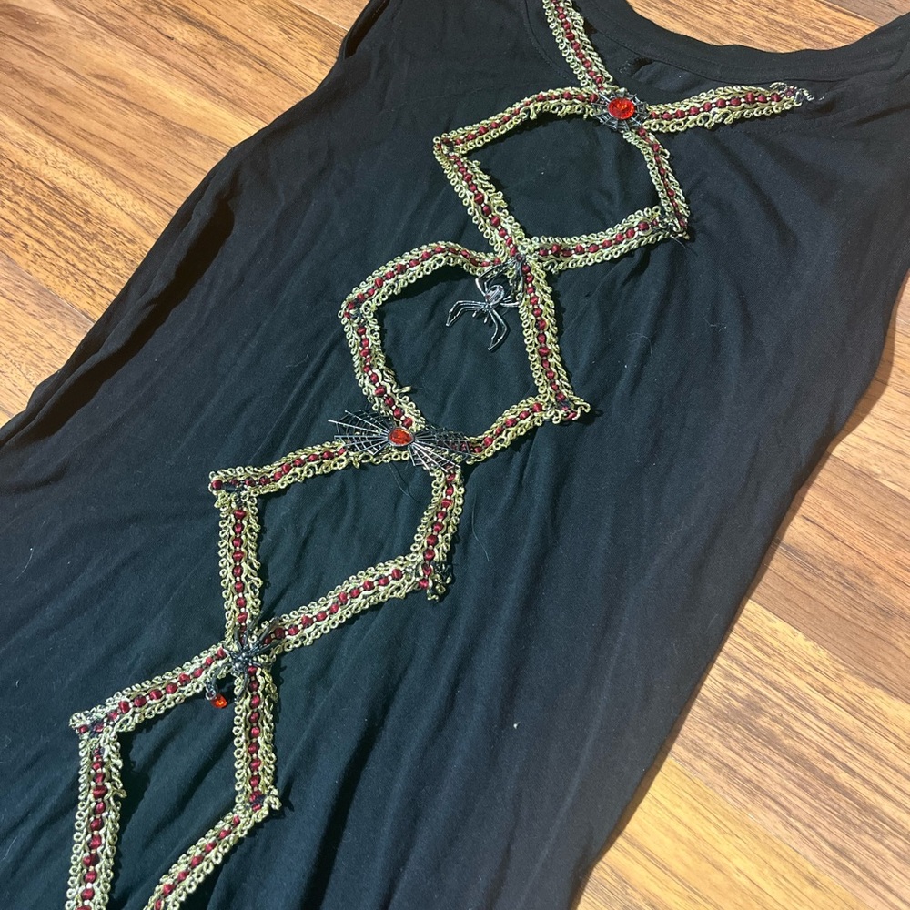 Halloween Dress Spider Cutout Halloween Dress Metal Spider Brooch and Web Dress